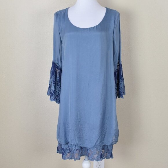 Pura Seta Bell Sleeve Layered Dress S - Picture 6 of 9